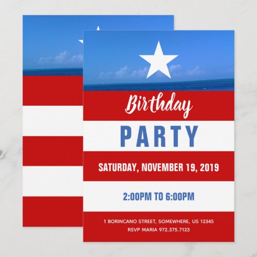 Puerto Rico-feest Kaart (Voorkant / Achterkant)