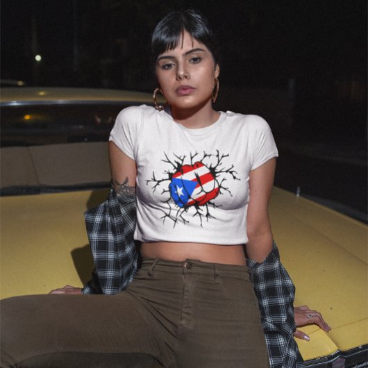 Puerto Rico Fist Power Sticker T-shirt