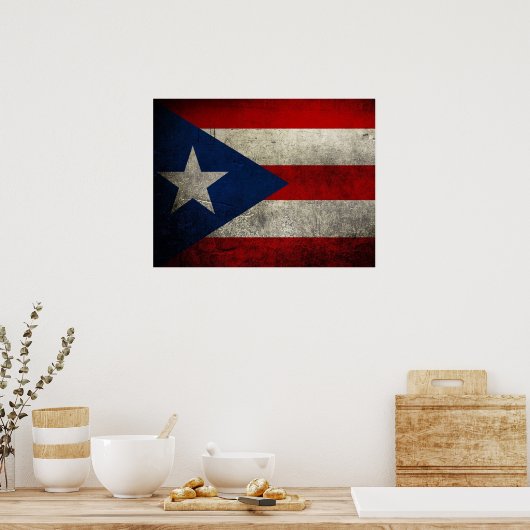 Puerto Rico Flag  Aangepast Poster (Keuken)