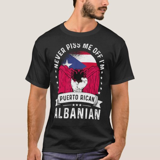 Puerto Rico Flag Albanië heeft de Humor Pride gewo T-shirt (Voorkant)