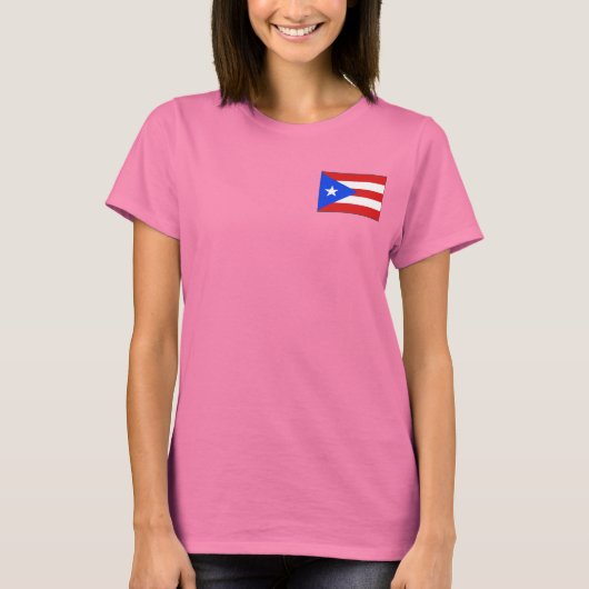 Puerto Rico Flag and Map Dk T-Shirt (Voorkant)