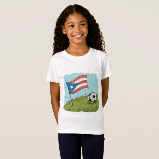 Puerto Rico flag and soccer ball T-shirt (Voorkant volledig)