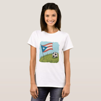 Puerto Rico flag and soccer ball T-shirt