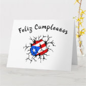 Puerto Rico Flag Birthday Kaart (Gele Bloem)