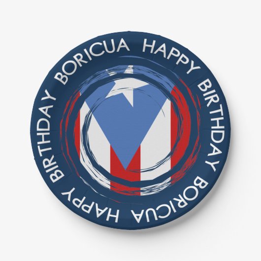 Puerto Rico Flag Boricua Theme Birthday Papieren Bordje (Voorkant)
