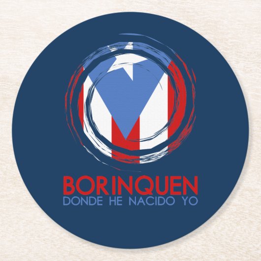 Puerto Rico Flag Borinquen Ronde Kartonnen Onderzetter (Voorkant)