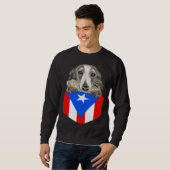 Puerto Rico Flag Borzoi Dog In Pocket Trui (Voorkant volledig)