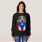 Puerto Rico Flag Borzoi Dog In Pocket Trui (Voorkant volledig)