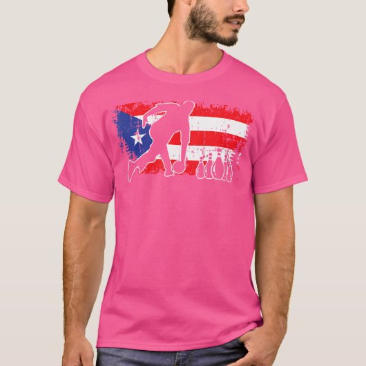 Puerto Rico Flag Bowling League Team Coach Cool Bo T-shirt (Voorkant)