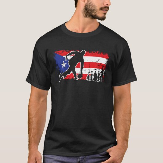 Puerto Rico Flag Bowling League Team Coach Cool Bo T-shirt (Voorkant)