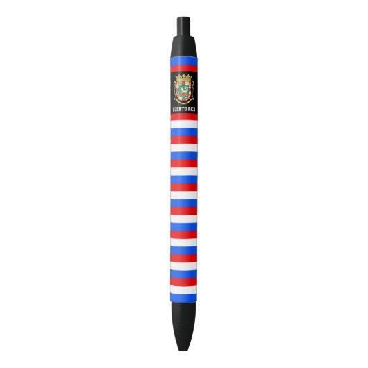 Puerto Rico Flag Cute Patriotic Zwarte Inkt Pen (Voorkant Verticaal)