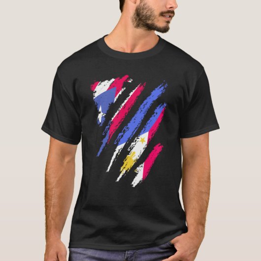 Puerto Rico Flag Filipijnen Groot Patriot Land T-shirt (Voorkant)