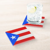 Puerto Rico Flag Glazen Onderzetter (Schuin)