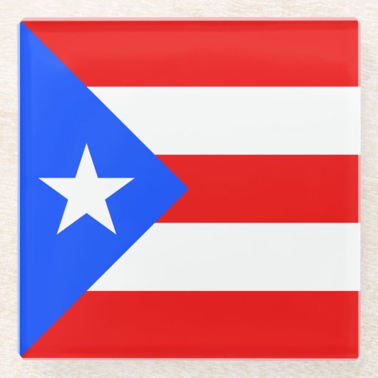 Puerto Rico Flag Glazen Onderzetter (Voorkant)