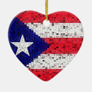 Puerto Rico Flag glitter-versiering Keramisch Ornament