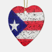 Puerto Rico Flag glitter-versiering Keramisch Ornament (Links)