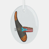 Puerto Rico Flag Guiro Glas Ornament (Voorkant links)