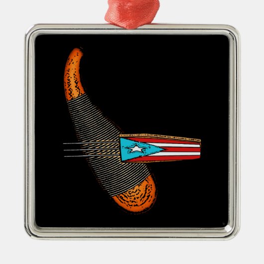 Puerto Rico Flag Guiro Metalen Ornament (Voorkant)