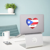 Puerto Rico Flag Heart Car Decal Sticker (Laptop op bureau)