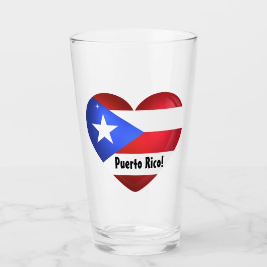 Puerto Rico Flag Heart Cutout Glas (Voorkant)