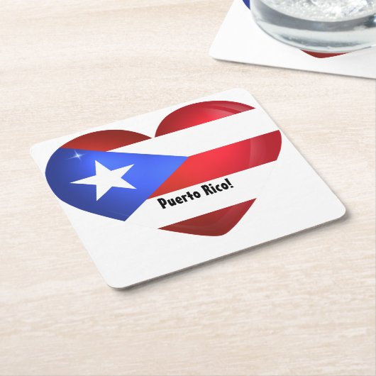 Puerto Rico Flag Heart Kartonnen Onderzetters (Schuin)