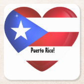 Puerto Rico Flag Heart Kartonnen Onderzetters (Voorkant)