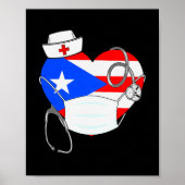 Puerto Rico Flag Heart Nurse 4 juli Poster (Voorkant)