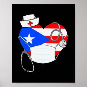 Puerto Rico Flag Heart Nurse 4 juli Poster