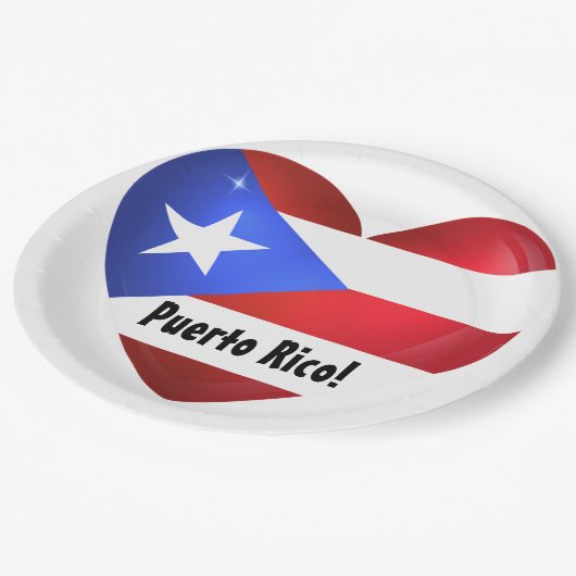 Puerto Rico Flag Heart Papieren Bordje (Gekanteld)