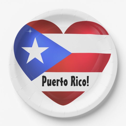 Puerto Rico Flag Heart Papieren Bordje (Voorkant)