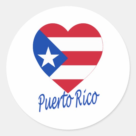 Puerto Rico Flag Heart Ronde Sticker (Voorkant)