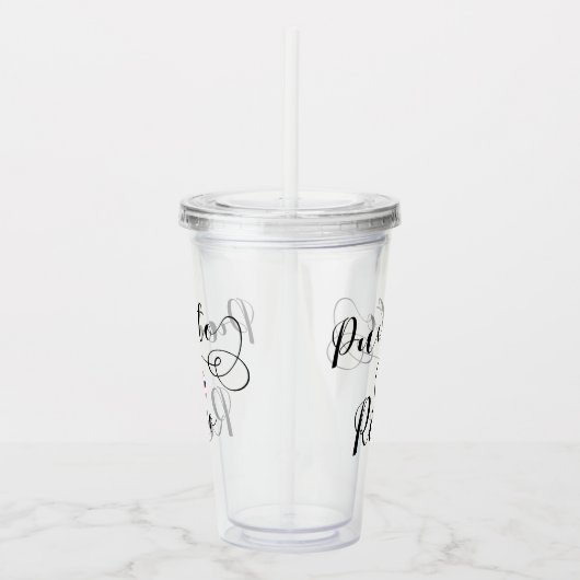 Puerto Rico Flag Heart Script, Puerto Ricaanse vla Acryl Drinkbeker (Rechts)