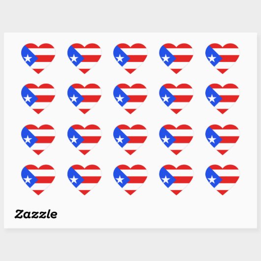 Puerto Rico Flag Heart Sticker (Vel)