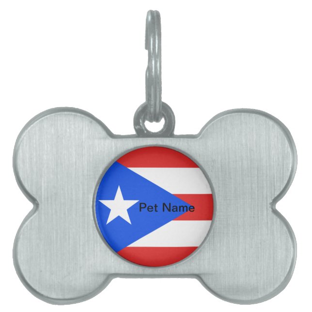 Puerto Rico Flag Huisdieren Naamplaatje (voorkant)