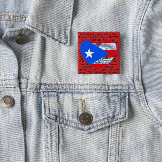 Puerto Rico Flag Hurricane Maria 2017 Button (In situ)