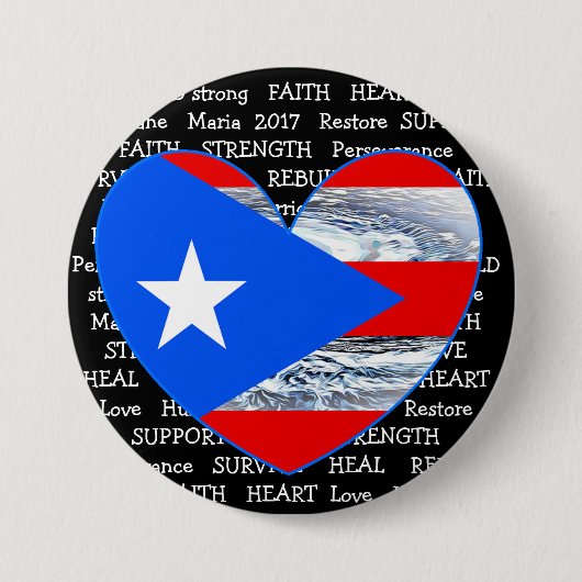 Puerto Rico Flag Hurricane Maria 2017 Button (Voorkant)