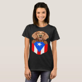 Puerto Rico Flag Irish Setter Dog In Pocket T-shirt (Voorkant volledig)