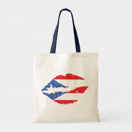 Puerto Rico Flag Lips Tote Bag