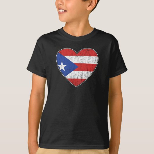 Puerto Rico Flag Love Heart Puertorican T-shirt (Voorkant)