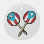 Puerto Rico Flag Maracas Glas Ornament (Voorkant)