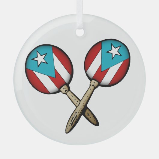 Puerto Rico Flag Maracas Glas Ornament (Voorkant)
