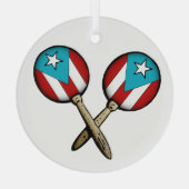 Puerto Rico Flag Maracas Glas Ornament (Achterkant)