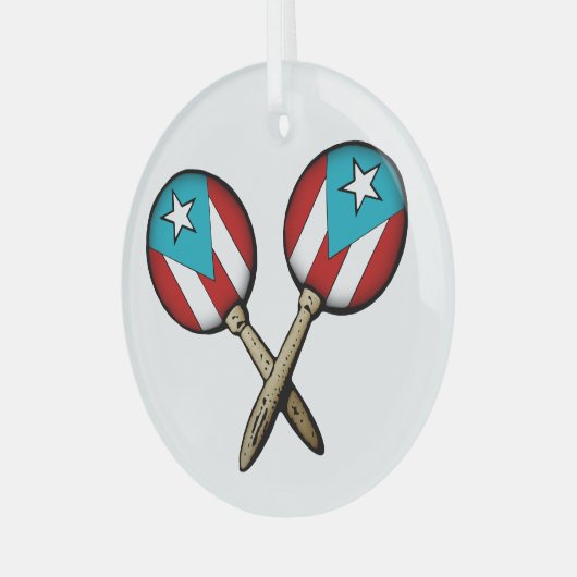 Puerto Rico Flag Maracas Glas Ornament (Voorkant links)