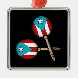 Puerto Rico Flag Maracas Metalen Ornament
