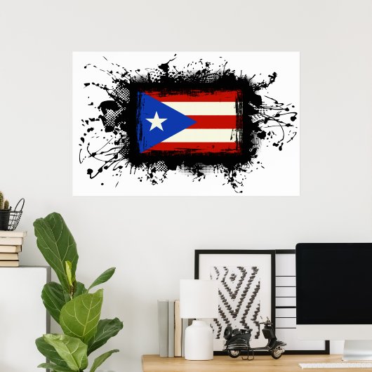 Puerto Rico Flag Poster (Thuiskantoor)