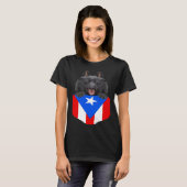 Puerto Rico Flag Schipperke Dog In Pocket T-shirt (Voorkant volledig)