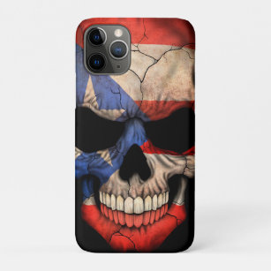 Puerto Rico Flag Skull op Black iPhone 11 Pro Hoesje