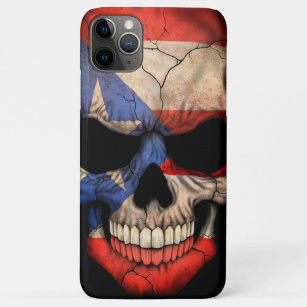 Puerto Rico Flag Skull op Black iPhone 11 Pro Max Hoesje