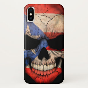 Puerto Rico Flag Skull op Black iPhone XS Hoesje