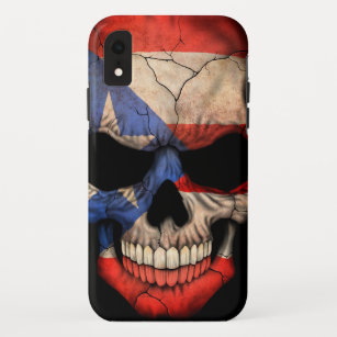 Puerto Rico Flag Skull op Black iPhone XR Hoesje